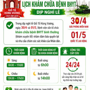 THÔNG BÁO LỊCH KHÁM CHỮA BỆNH BẢO HIỂM Y TẾ DỊP NGHỈ LỄ